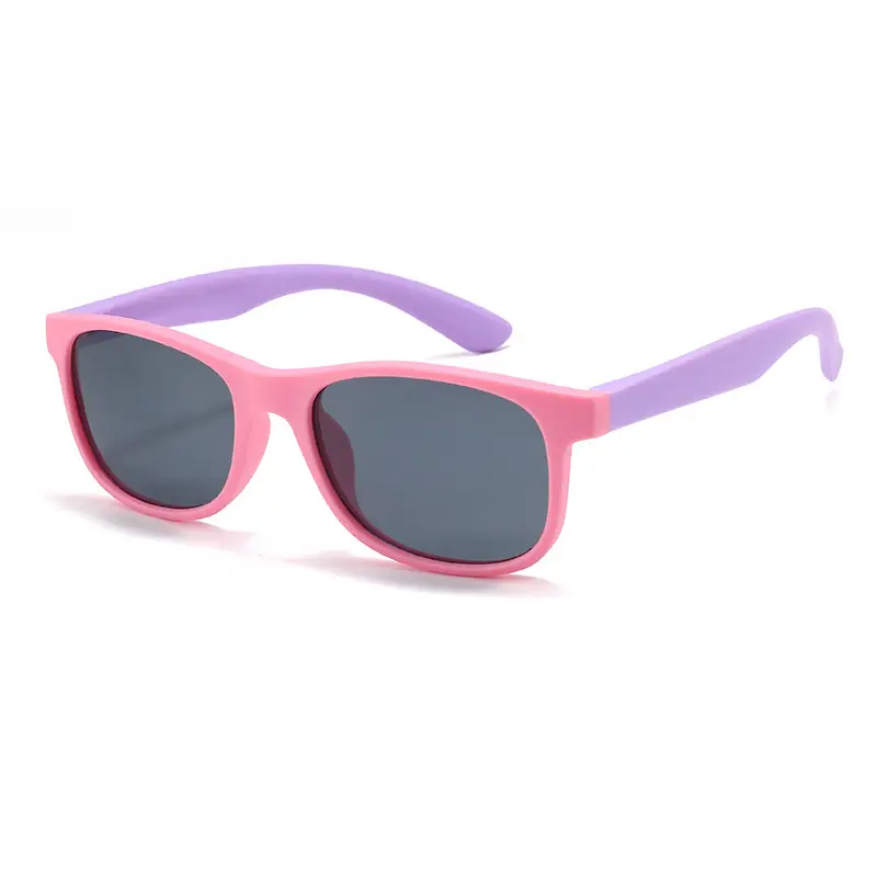 Kids Polarized Sunglasses Blue Orange Silicone Square Frame - Image 6