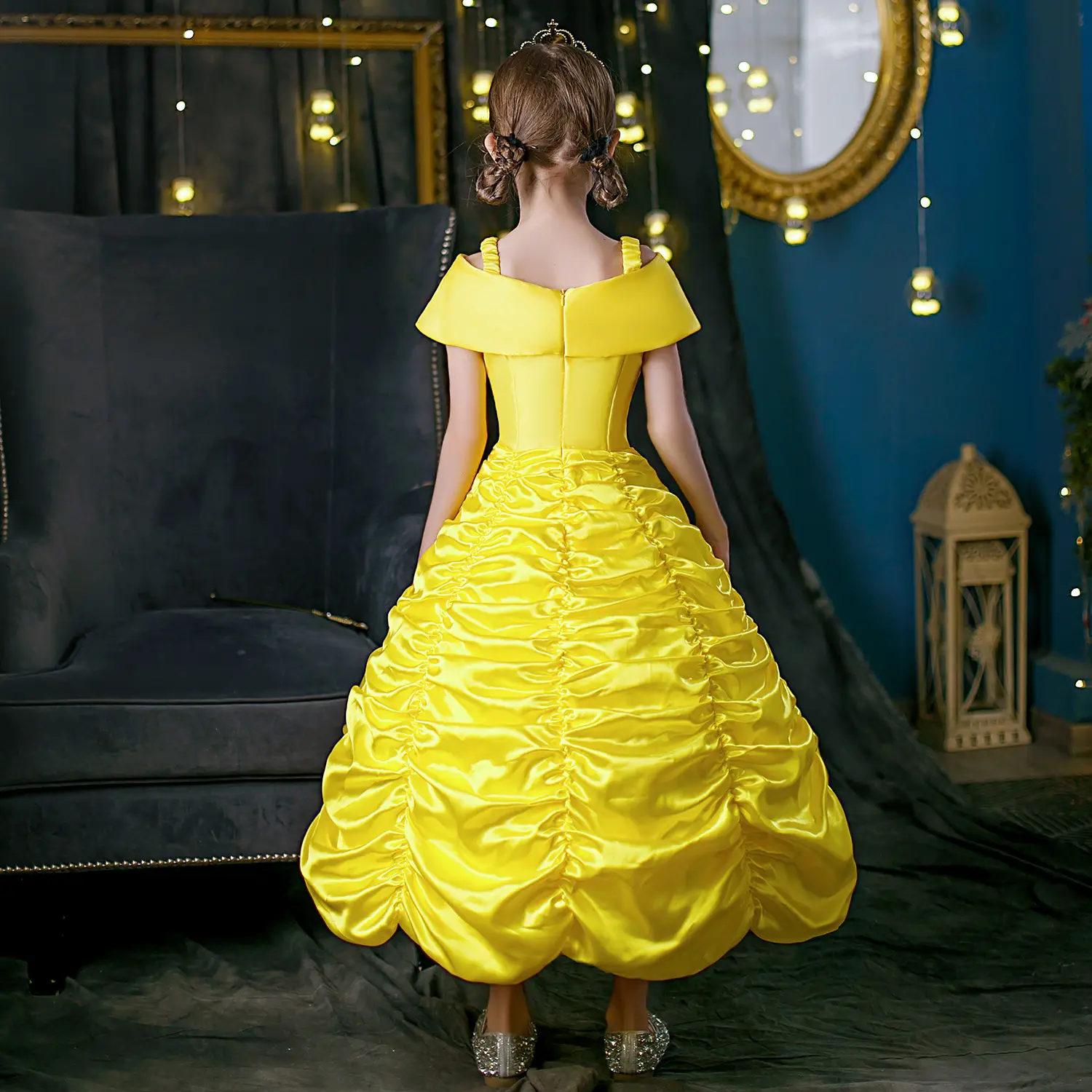 Girls Birthday Dress Yellow Ruffled Skirted Party Gown — feature 6