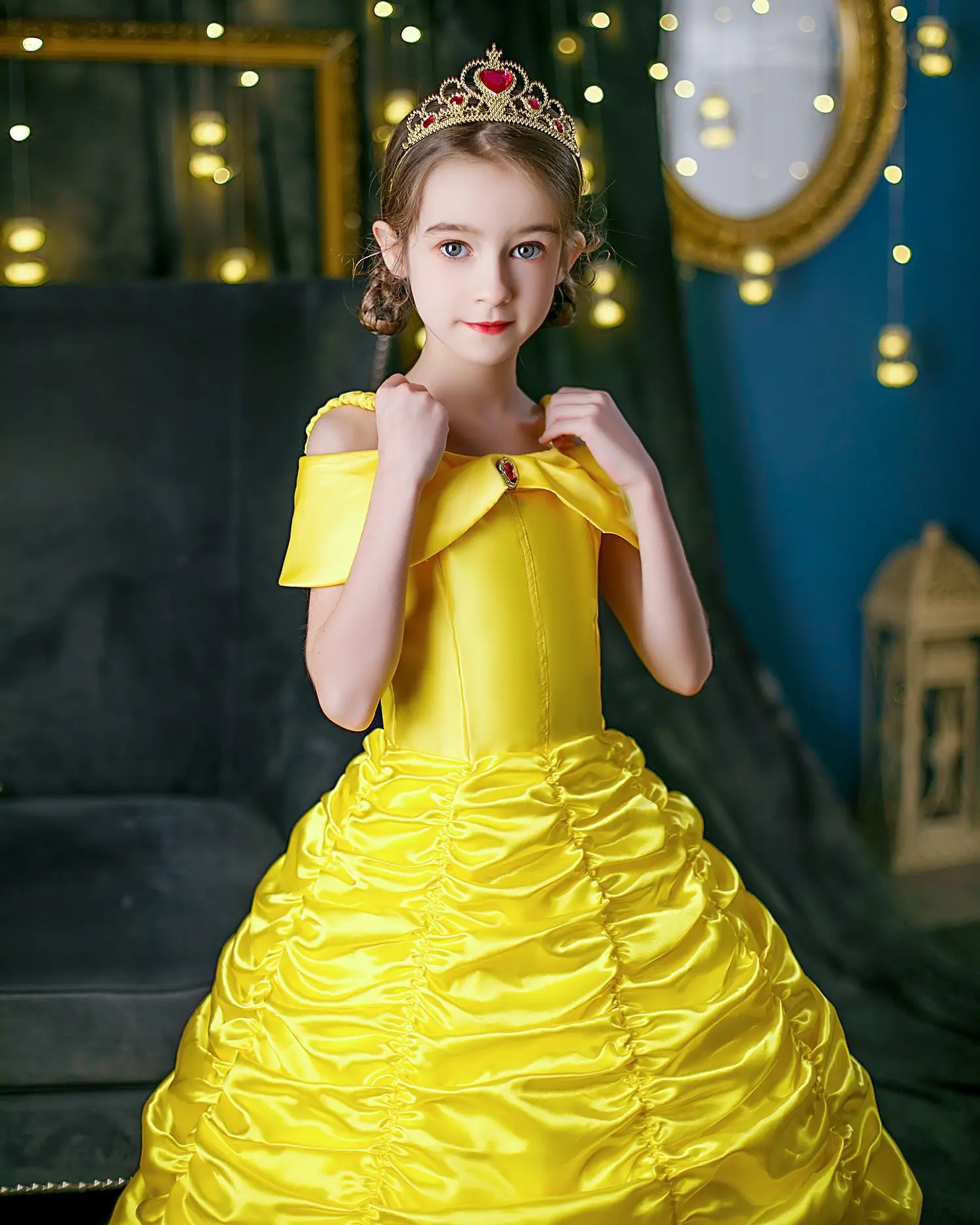 Girls Birthday Dress Yellow Ruffled Skirted Party Gown — feature 7