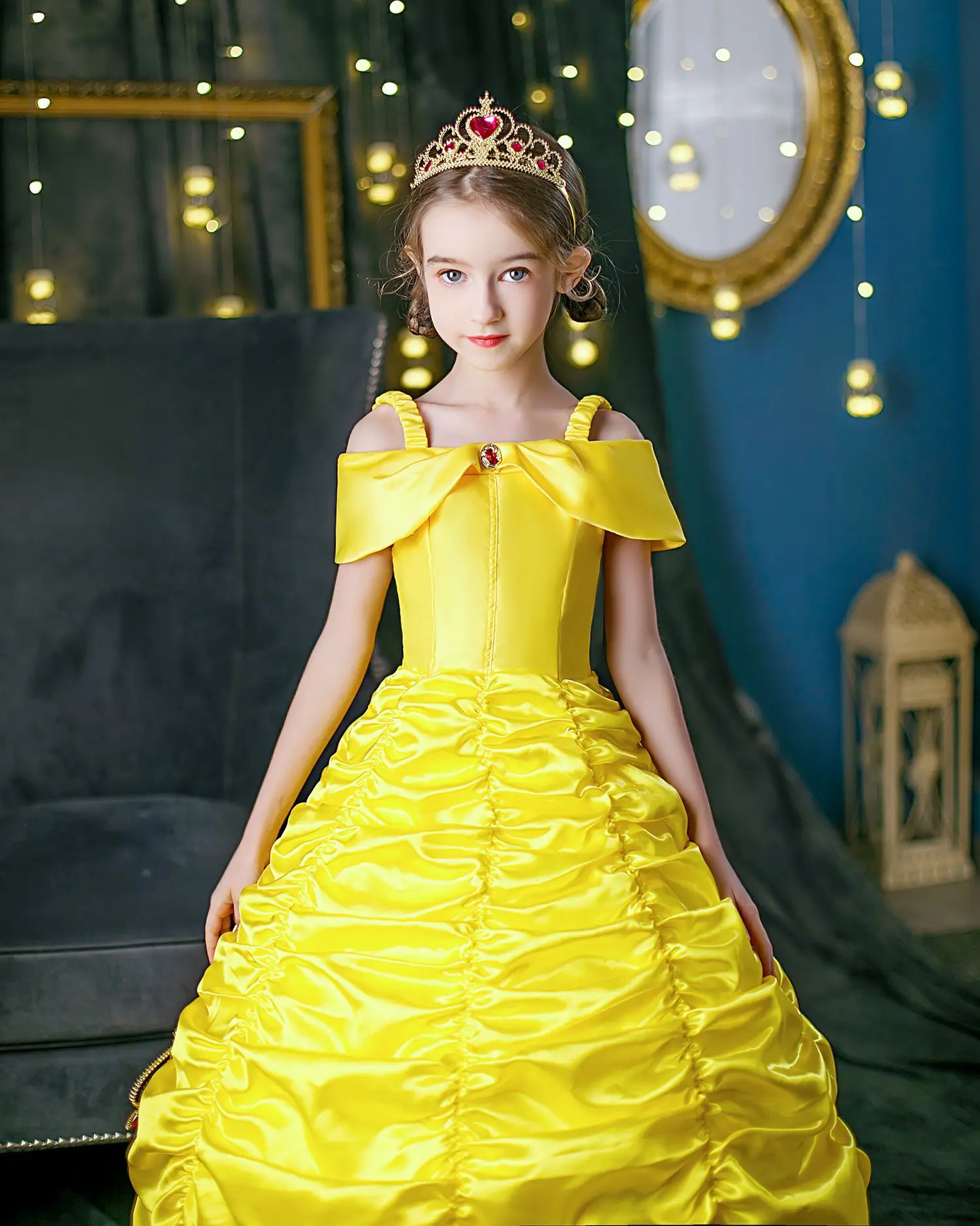 Girls Birthday Dress Yellow Ruffled Skirted Party Gown — feature 8