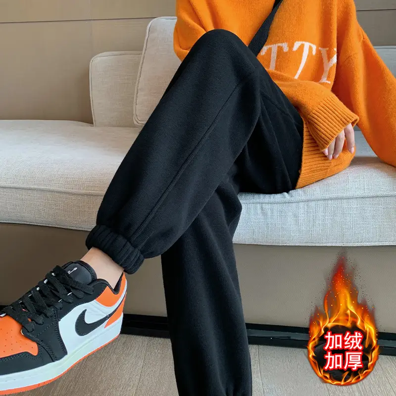 Women Loose Fleece Lined Sports Pants Light Blue 2022 - Image 2
