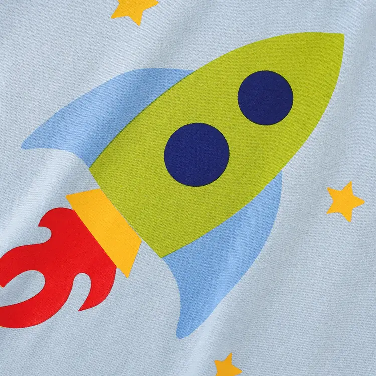 Summer Boys Rocket Print T-Shirt Light Blue - Image 3