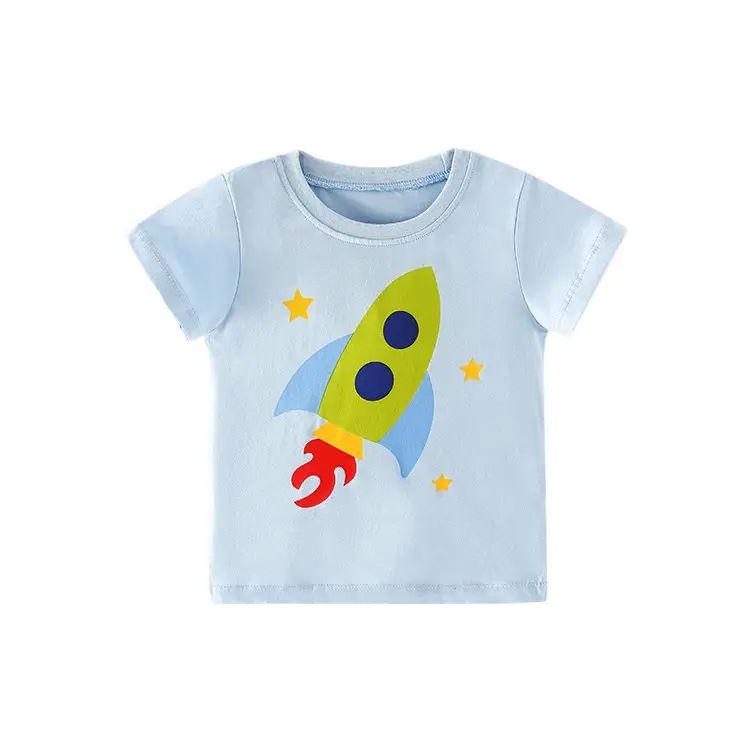 Summer Boys Rocket Print T-Shirt Light Blue - Image 5