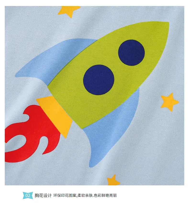 Summer Boys Rocket Print T-Shirt Light Blue — feature 23