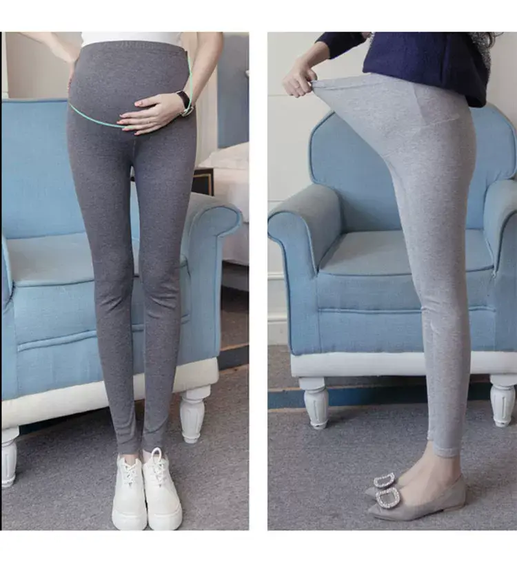 Pregnant Women's Blue Slim Fit Leggings with Adjustable Abdominal Band — feature 10