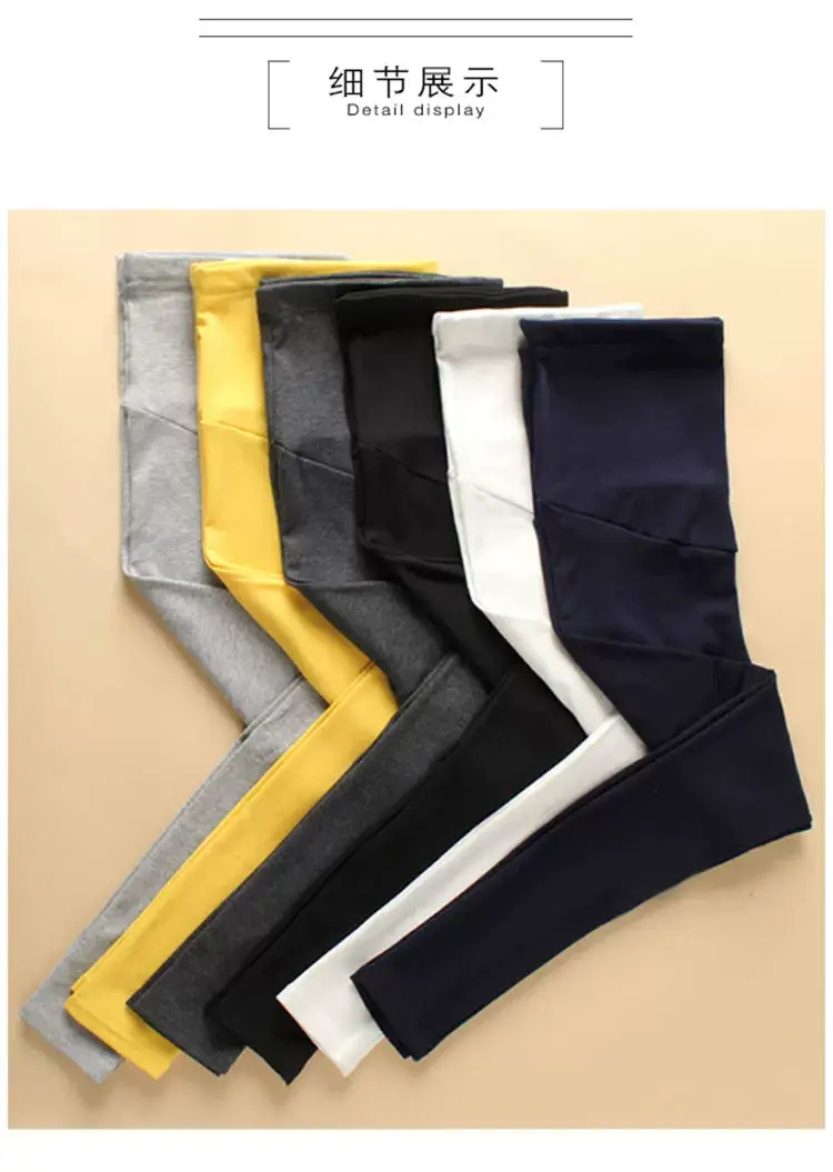 Pregnant Women's Blue Slim Fit Leggings with Adjustable Abdominal Band — feature 12