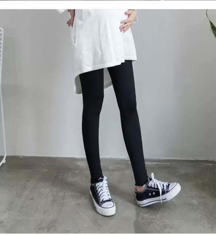 Pregnant Women's Blue Slim Fit Leggings with Adjustable Abdominal Band — feature 7