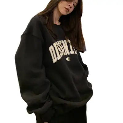 Women's 2023 Letter Print Sweatshirt Jacket White Blue Jeans