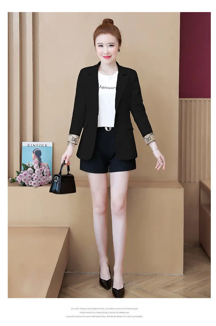 Women's 2022 Slim Fit Korean Style Suit Jacket Beige — feature 24