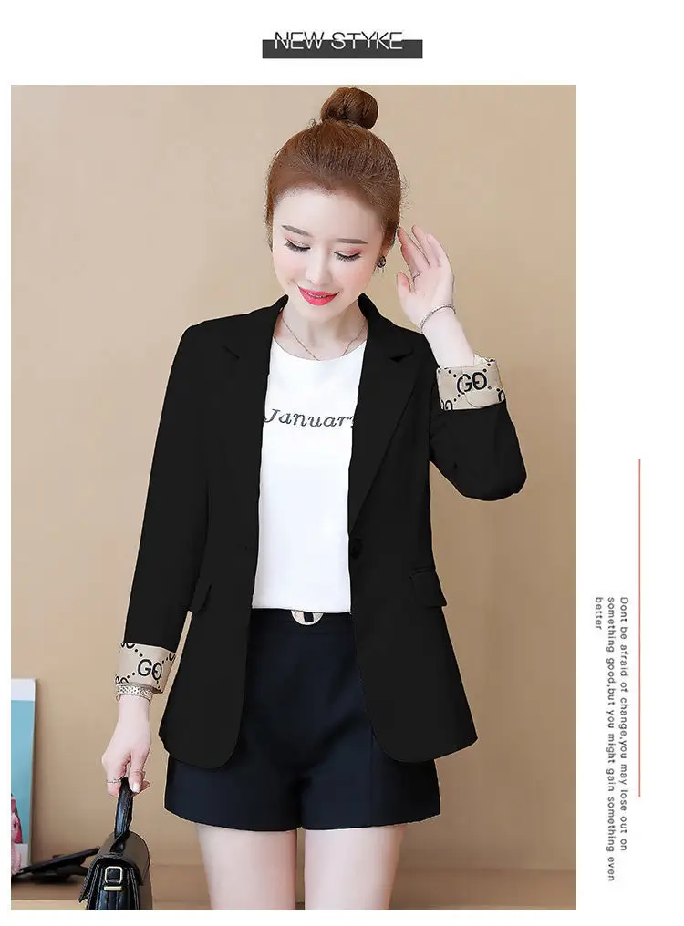 Women's 2022 Slim Fit Korean Style Suit Jacket Beige — feature 26