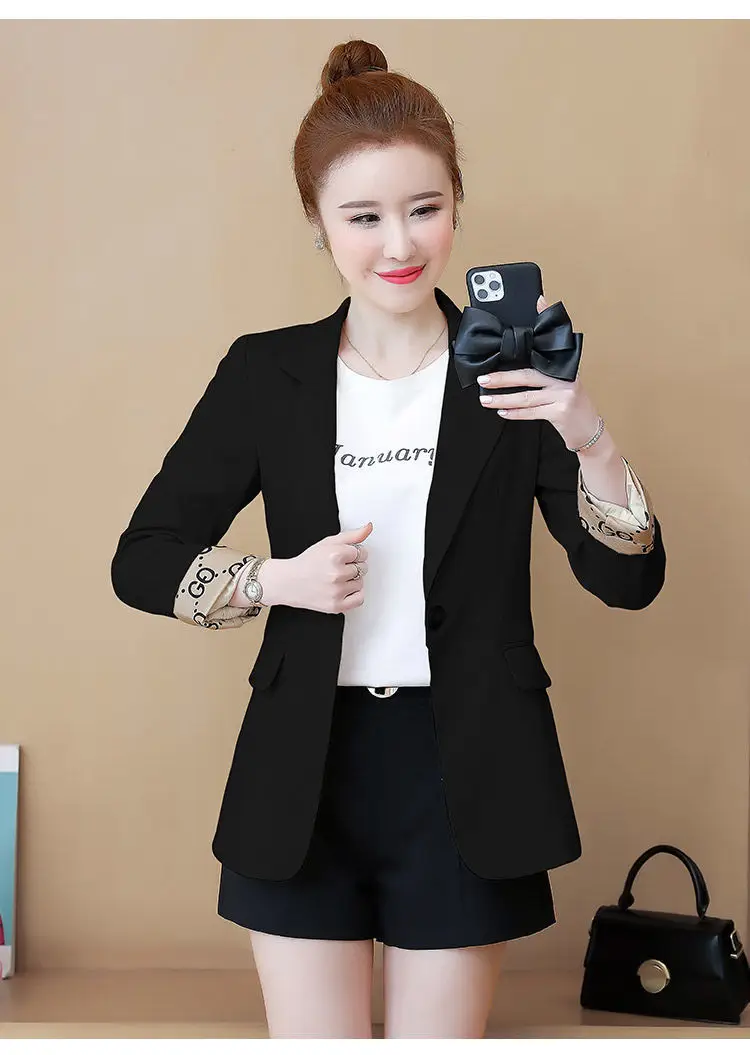 Women's 2022 Slim Fit Korean Style Suit Jacket Beige — feature 27