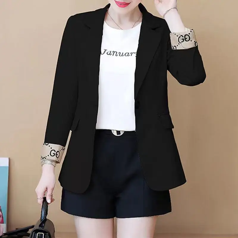Women's 2022 Slim Fit Korean Style Suit Jacket Beige — feature 3