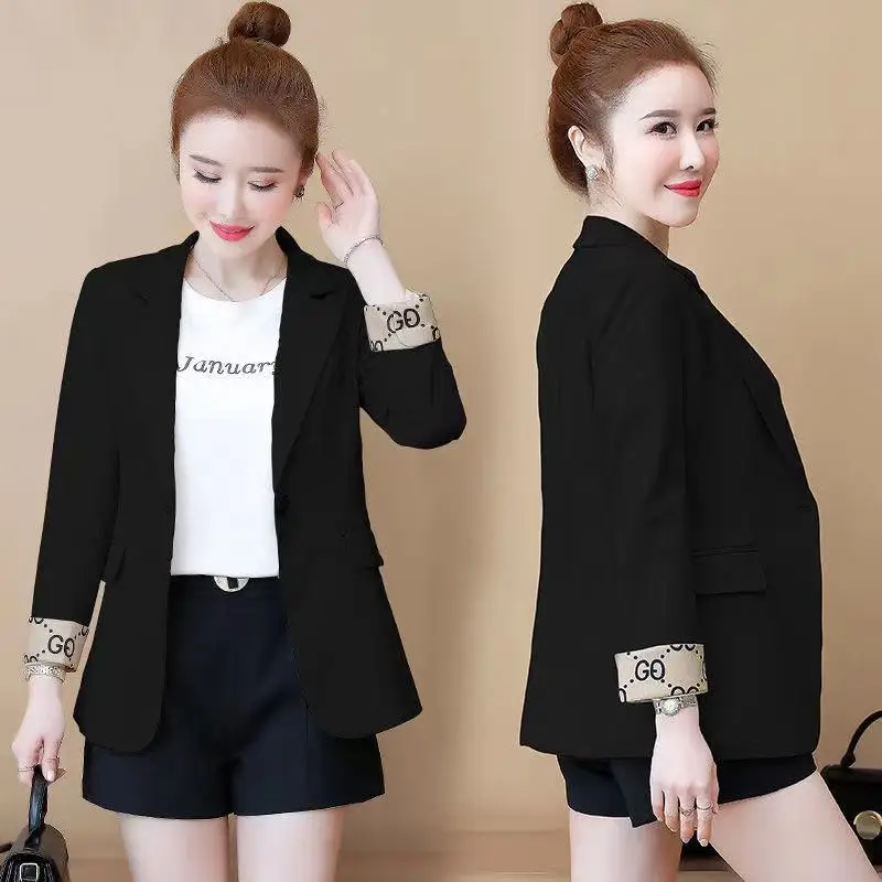 Women's 2022 Slim Fit Korean Style Suit Jacket Beige — feature 5