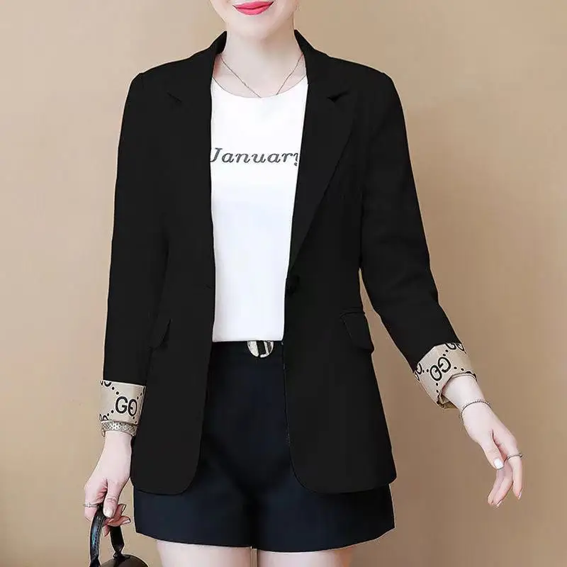 Women's 2022 Slim Fit Korean Style Suit Jacket Beige — feature 8