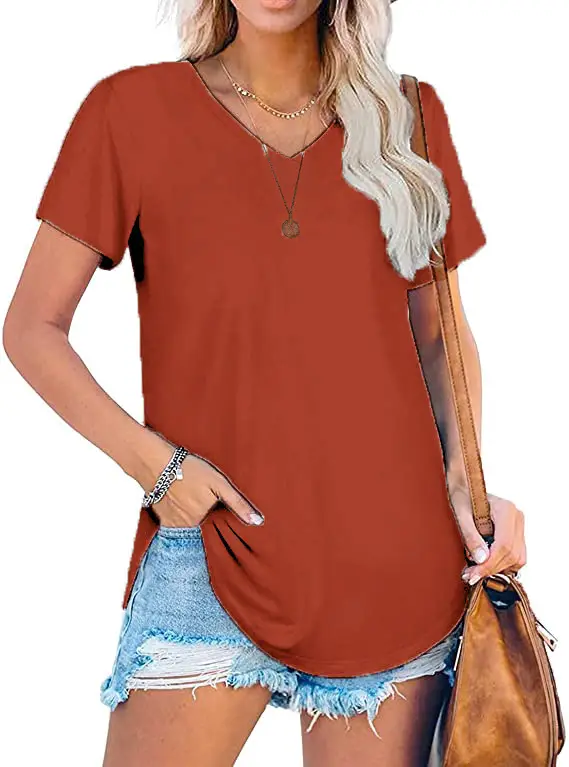 Women V Neck Knitted Summer Top Large Loose Short Sleeve - Image 12