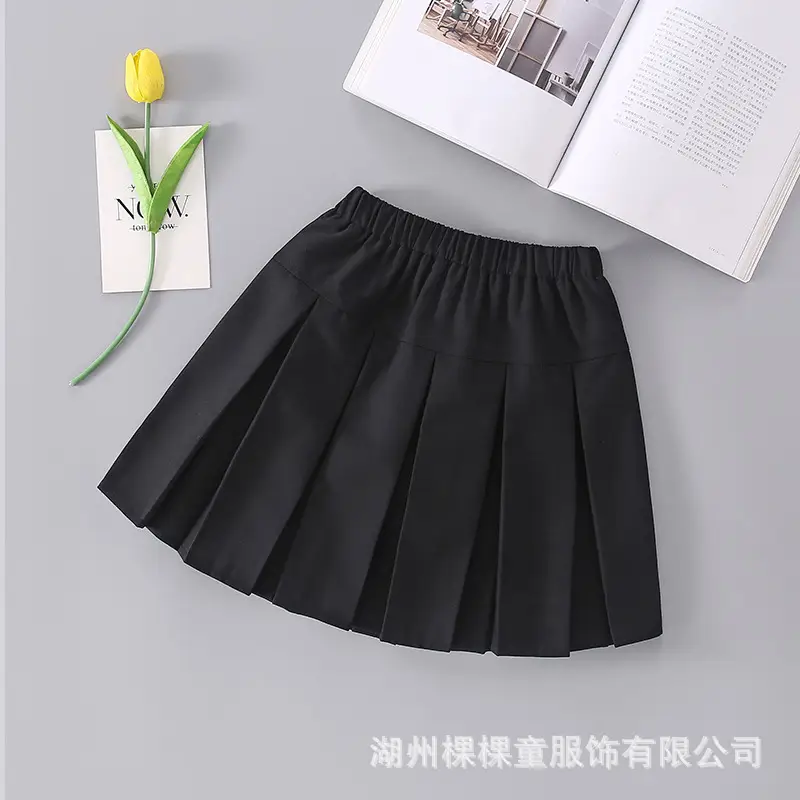 Red Pleated Skirt for Girls Primary School Casual Wear - Image 3