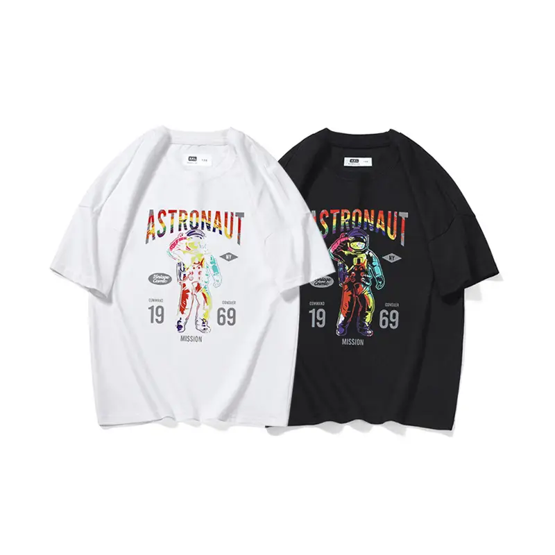 Kids Astronaut Printed Cotton T-Shirt White Black Medium Large - Image 4