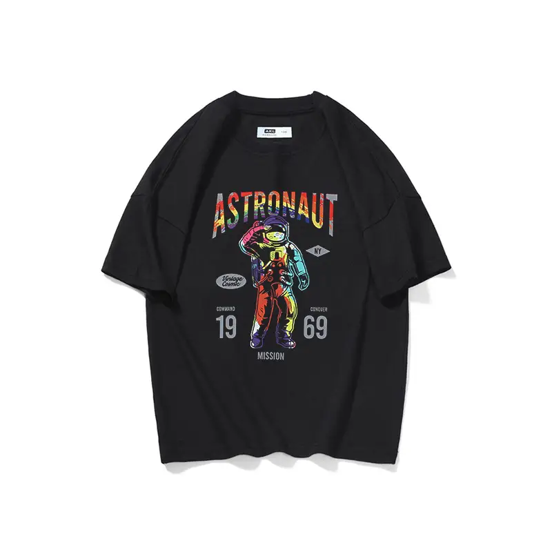 Kids Astronaut Printed Cotton T-Shirt White Black Medium Large - Image 6