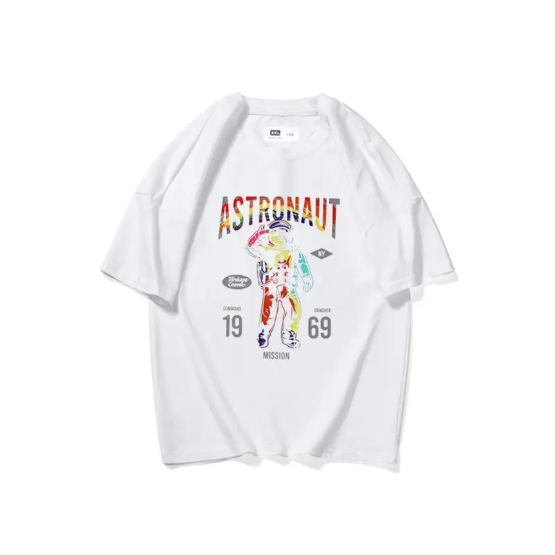 Kids Astronaut Printed Cotton T-Shirt White Black Medium Large - Image 7