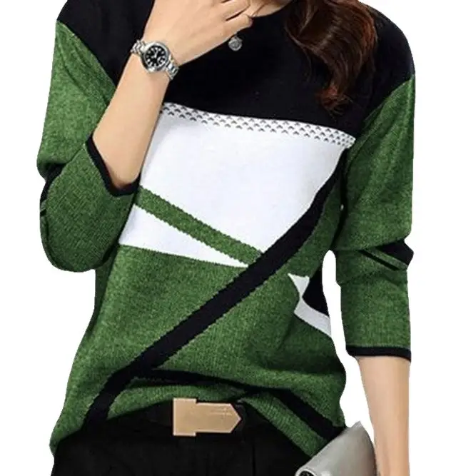 2022 Women Blue White Striped Long Sleeve T-Shirt - Image 8