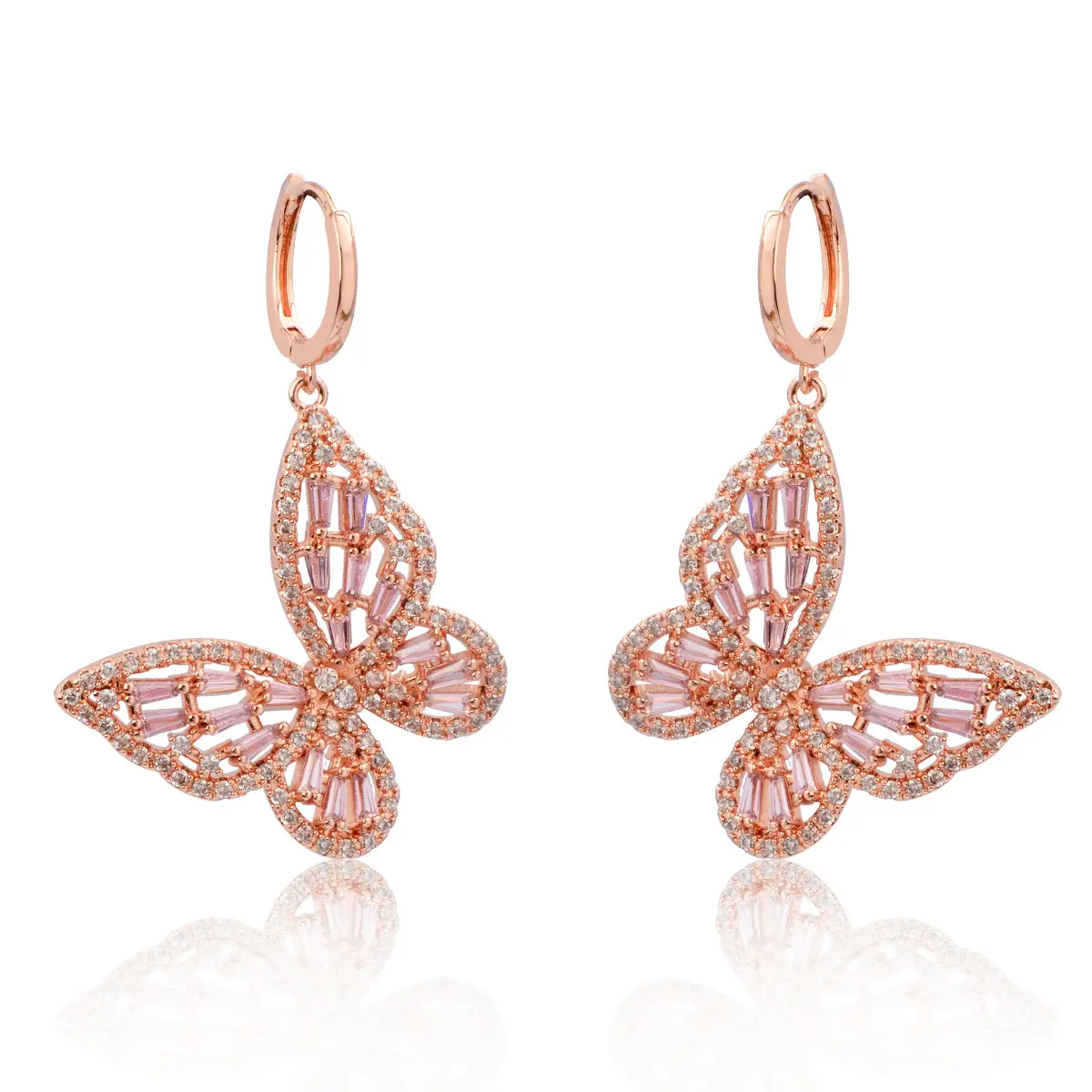 Butterfly Earrings Necklace Set Zircon Open Ring Women - Image 2