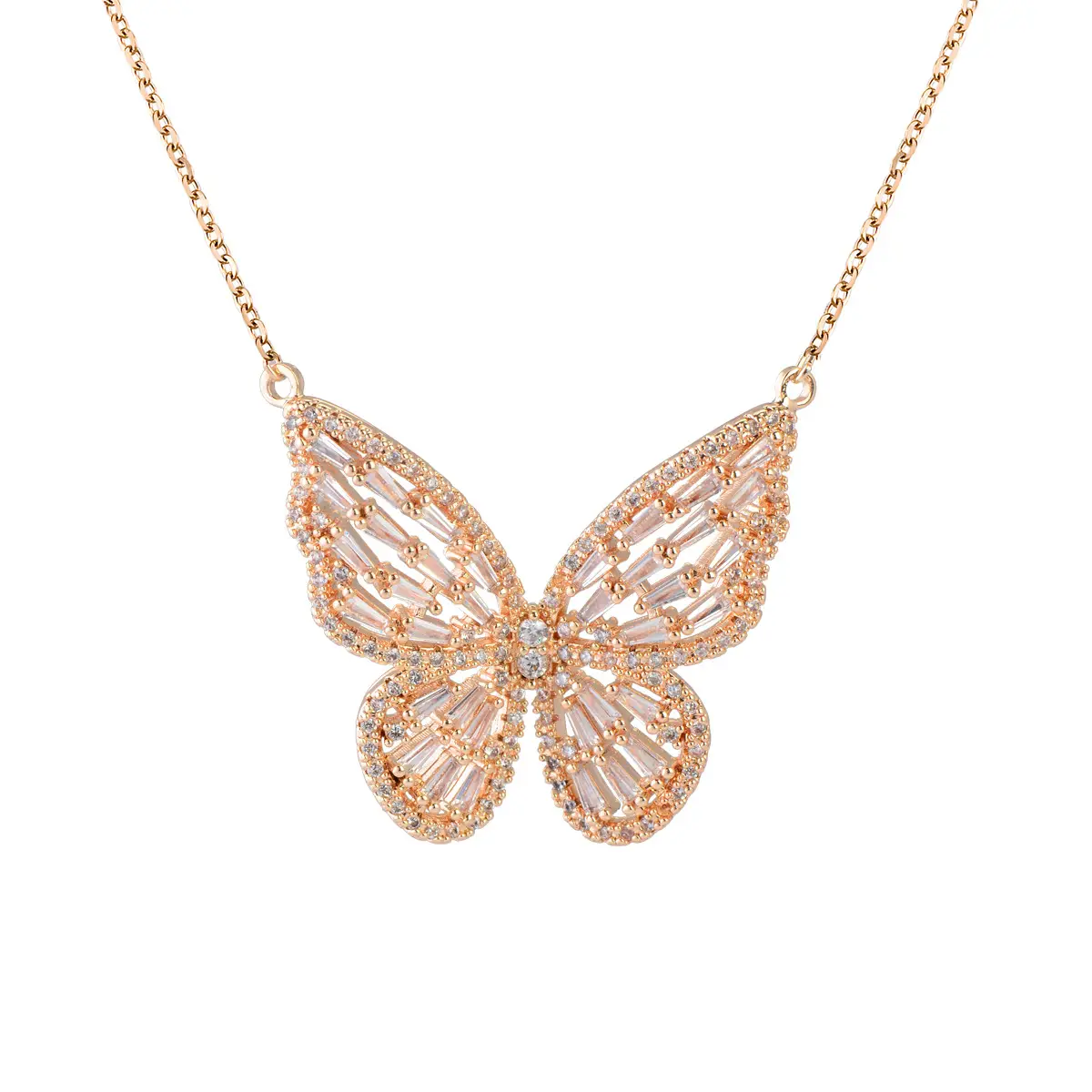 Butterfly Earrings Necklace Set Zircon Open Ring Women - Image 5