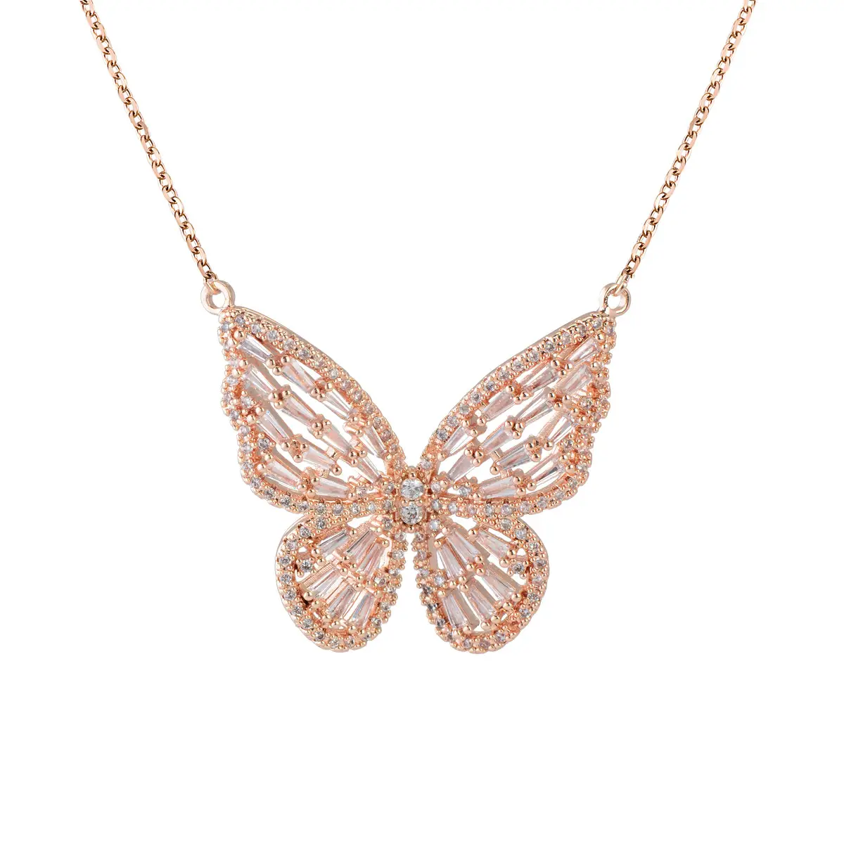 Butterfly Earrings Necklace Set Zircon Open Ring Women - Image 6