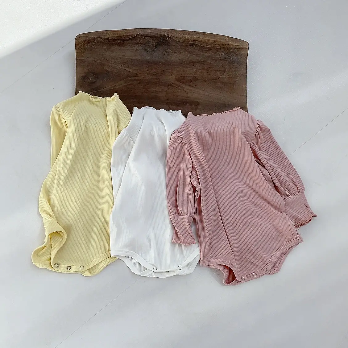 Korean Style Pink Puff Sleeve Toddler Coverall