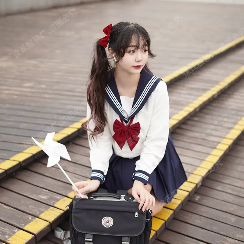 Japanese Sailor Shirt White Long Sleeve Sail Suit - Image 24