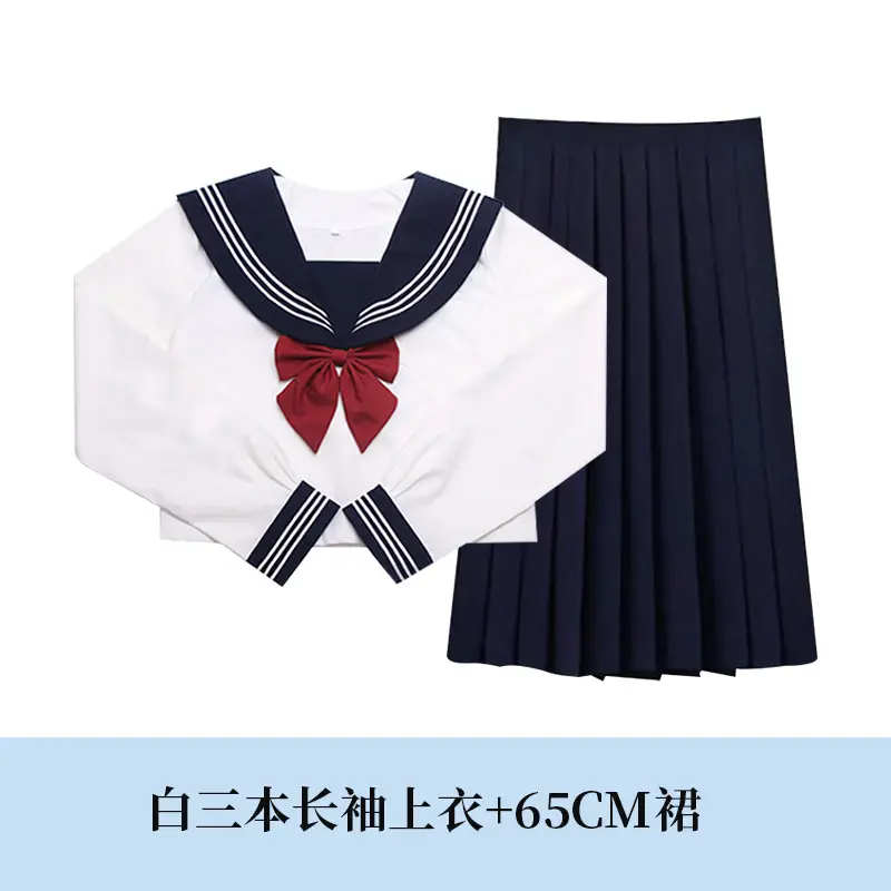 Japanese Sailor Shirt White Long Sleeve Sail Suit - Image 3
