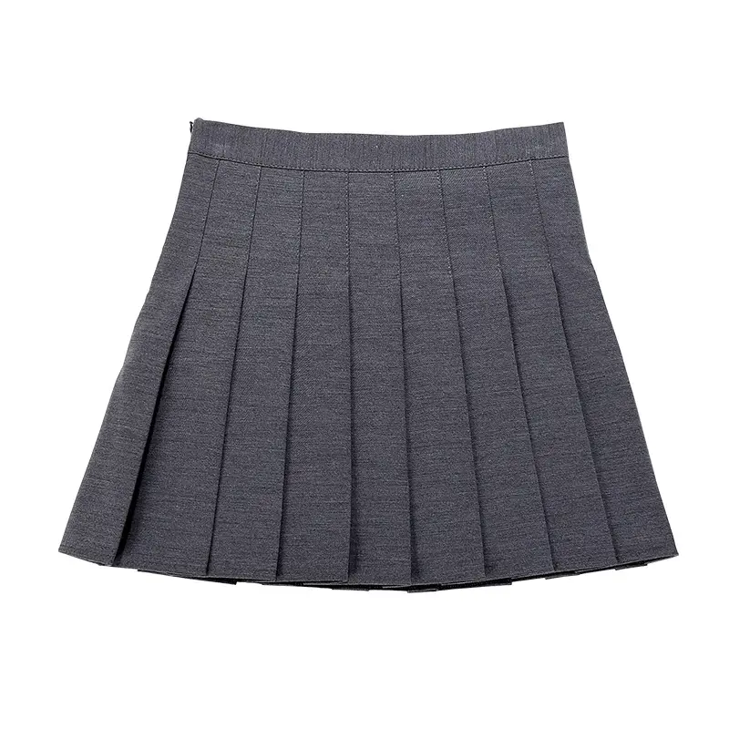 Grey Pleated High Waist Slimming Skirt for Women - Image 7