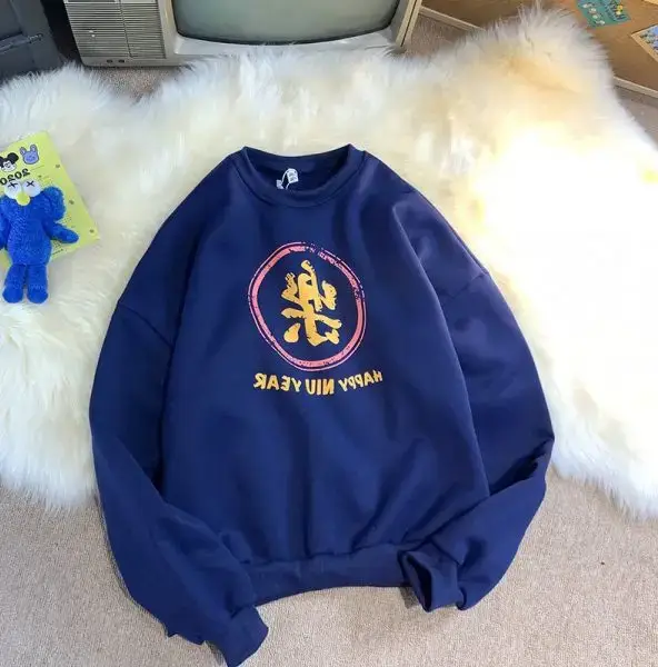 Men Navy Blue Fleece Sweatshirt with "Tide" Logo - Image 9