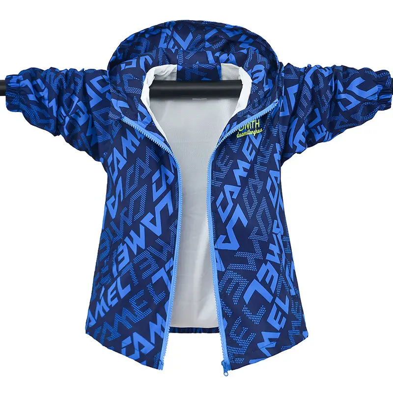 Boys' Printed Hooded Winter Jacket Navy Blue 2025 - Image 5
