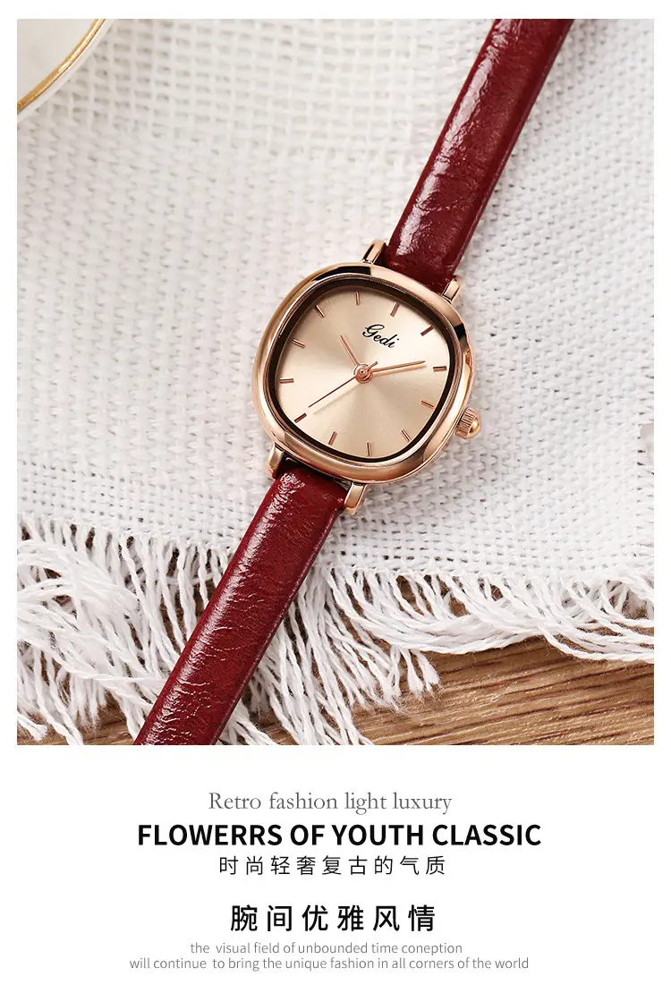 Goldie Women's Quartz Watch with Brown Leather Belt — feature 4
