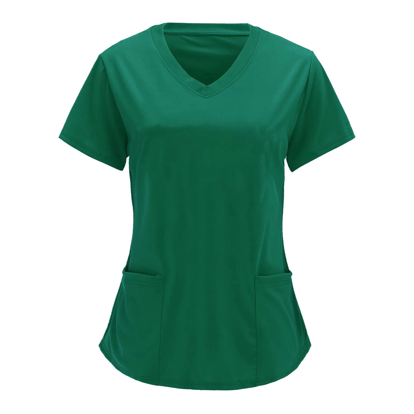 Blue V-Neck Large Flap Pocket T-Shirt for Women - Image 11