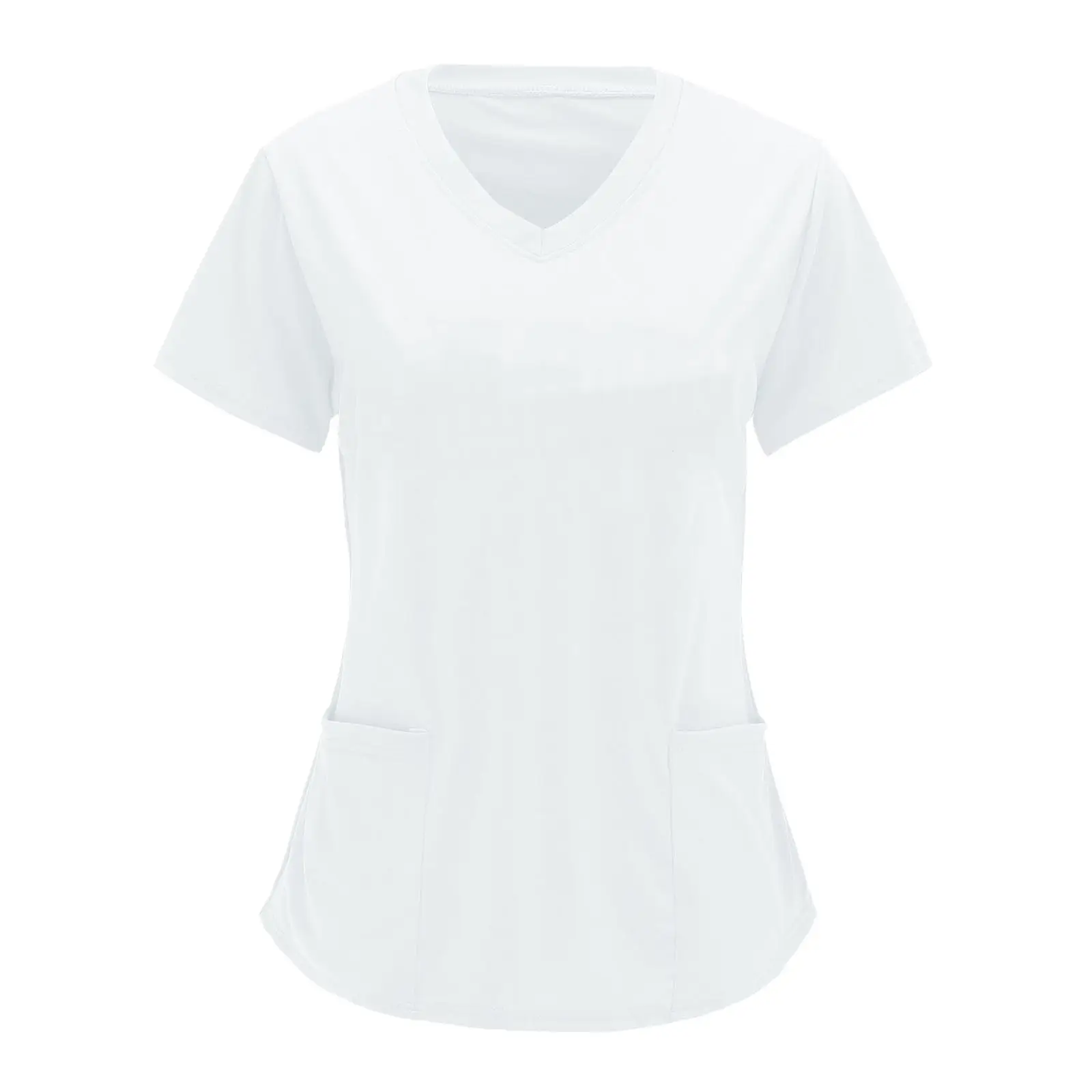 Blue V-Neck Large Flap Pocket T-Shirt for Women - Image 14