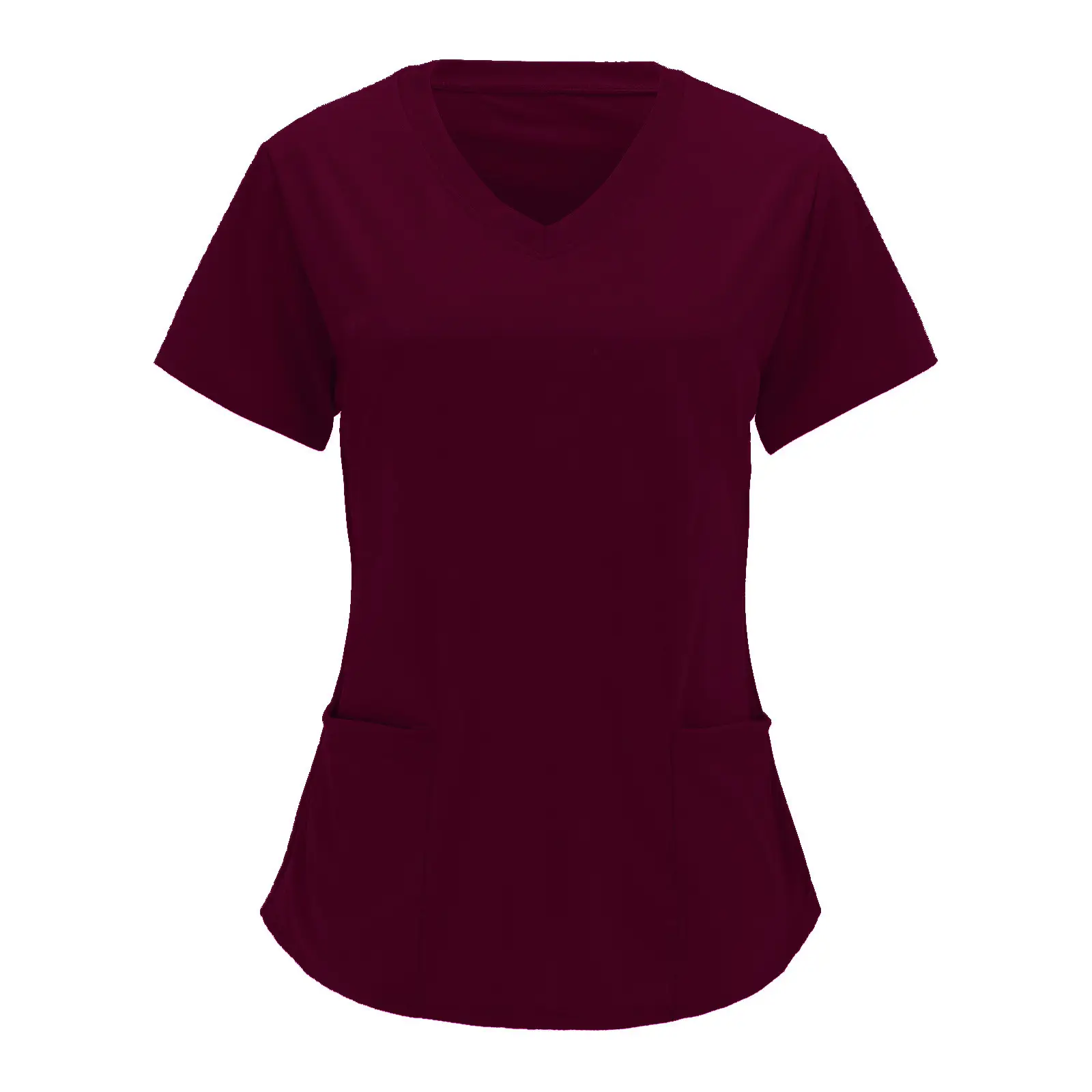 Blue V-Neck Large Flap Pocket T-Shirt for Women - Image 4