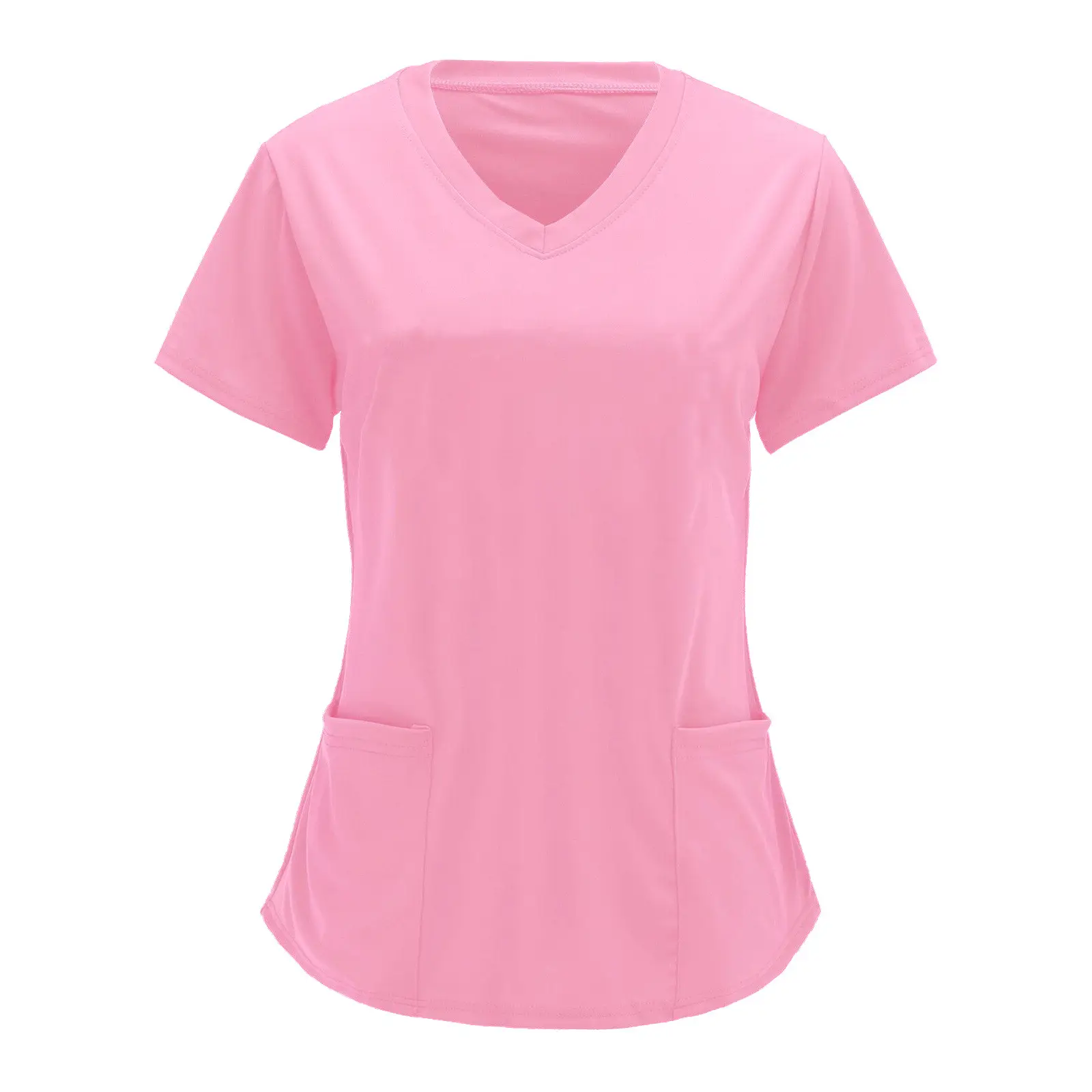 Blue V-Neck Large Flap Pocket T-Shirt for Women - Image 6