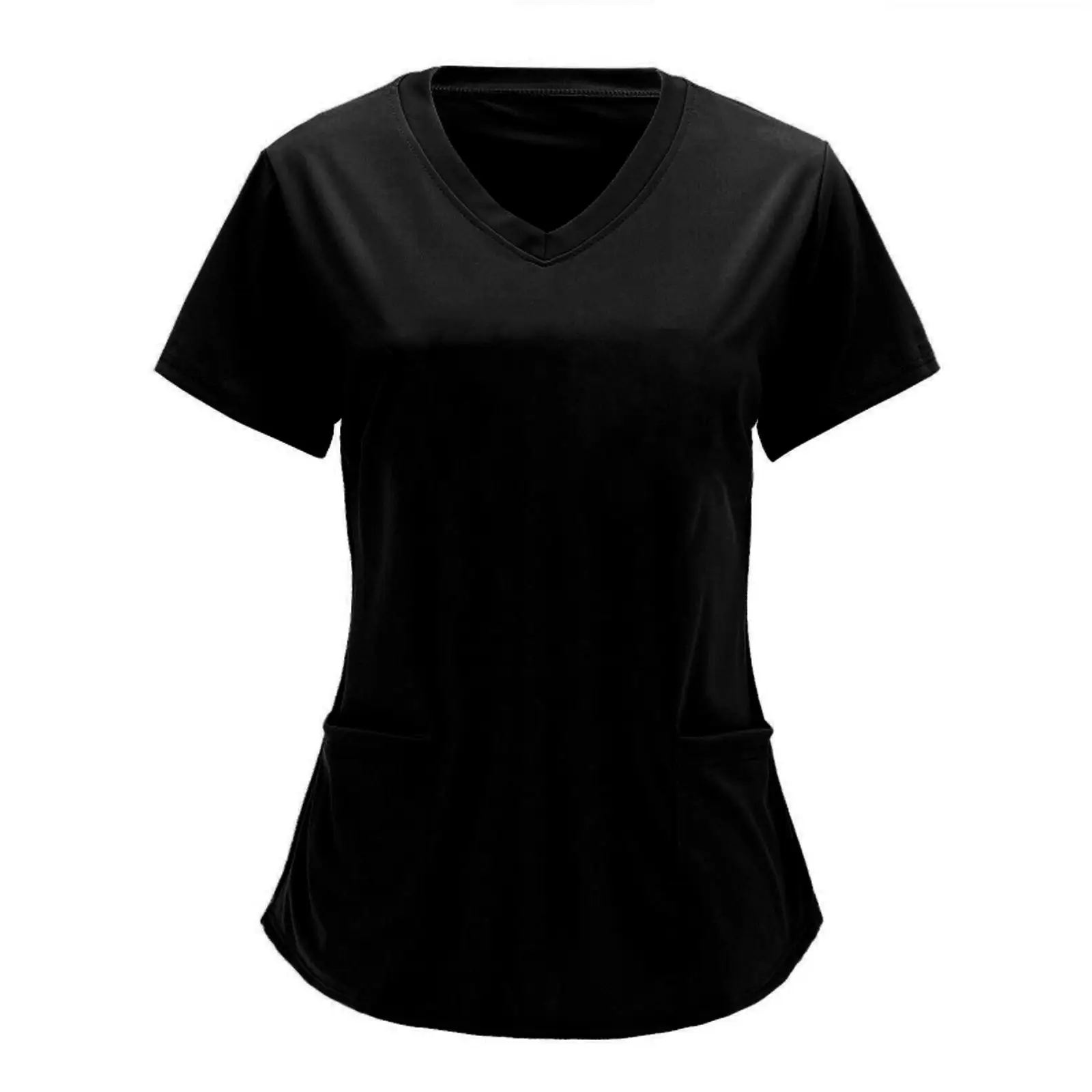 Blue V-Neck Large Flap Pocket T-Shirt for Women - Image 9