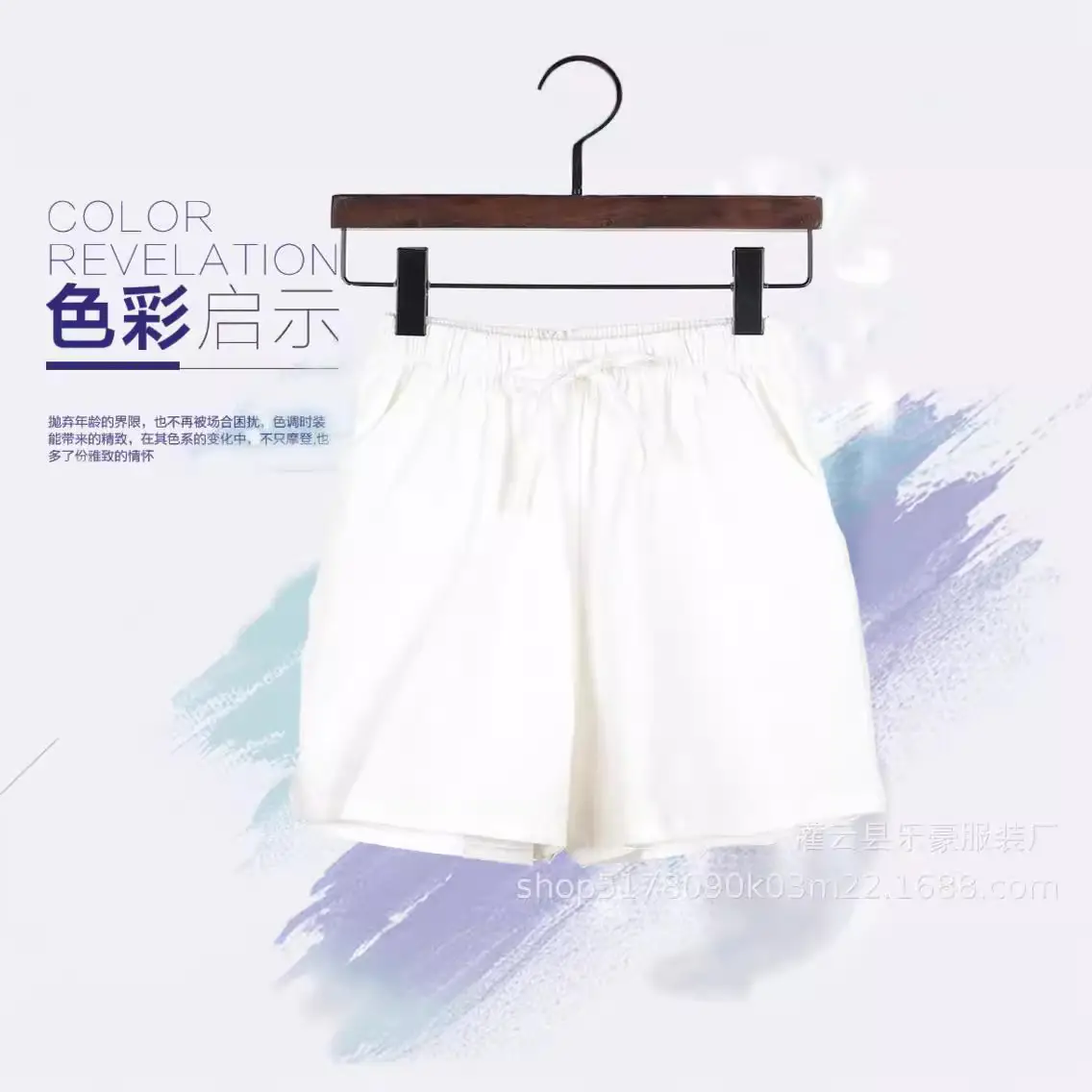 Women Linen Shorts Pink Wide Leg Casual Summer - Image 13