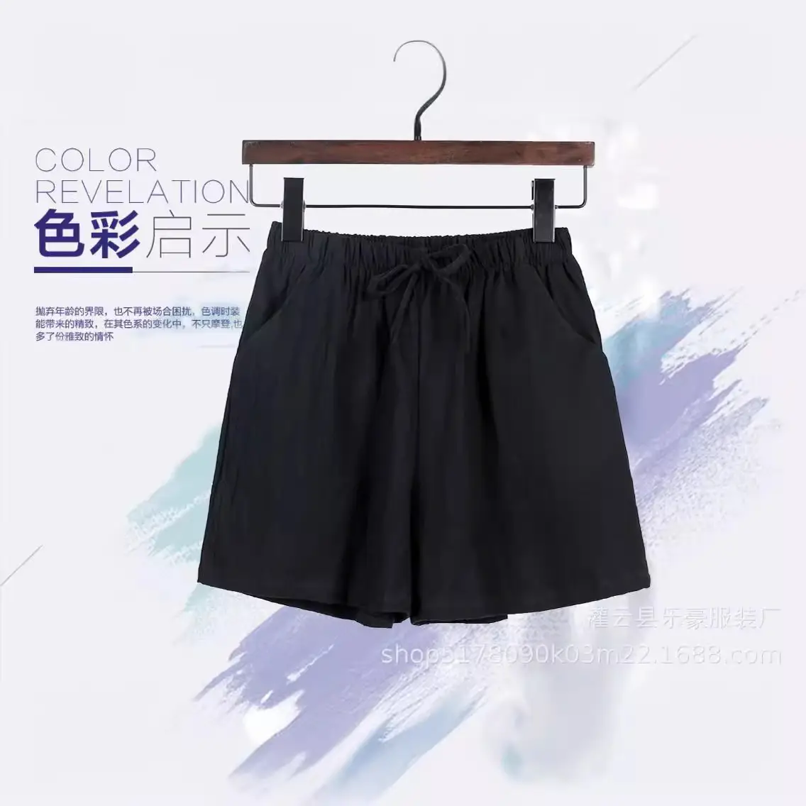 Women Linen Shorts Pink Wide Leg Casual Summer - Image 14