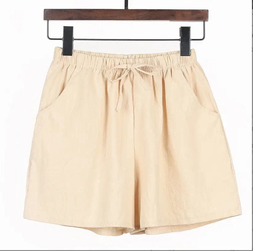 Women Linen Shorts Pink Wide Leg Casual Summer - Image 2
