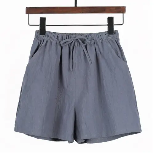 Women Linen Shorts Pink Wide Leg Casual Summer - Image 3