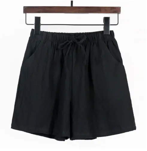 Women Linen Shorts Pink Wide Leg Casual Summer - Image 4