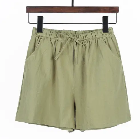 Women Linen Shorts Pink Wide Leg Casual Summer - Image 6