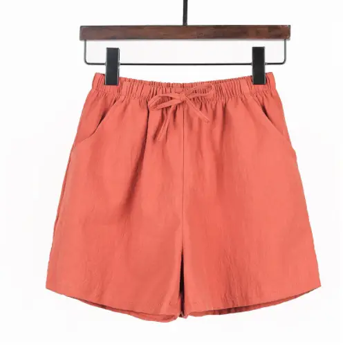 Women Linen Shorts Pink Wide Leg Casual Summer - Image 8