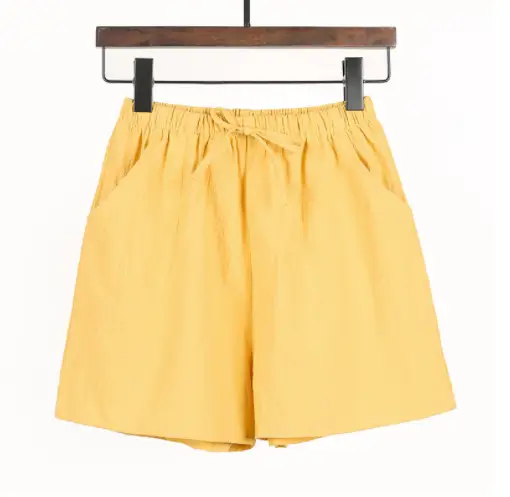 Women Linen Shorts Pink Wide Leg Casual Summer - Image 9