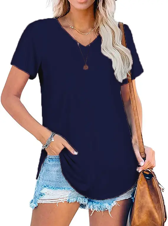 Women V Neck Knitted White Top Large Loose Short Sleeve - Image 10