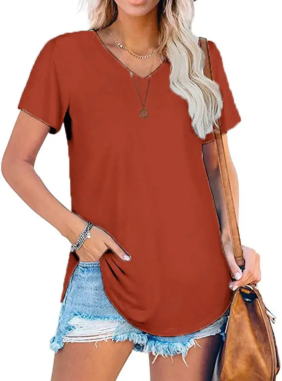 Women V Neck Knitted White Top Large Loose Short Sleeve - Image 12