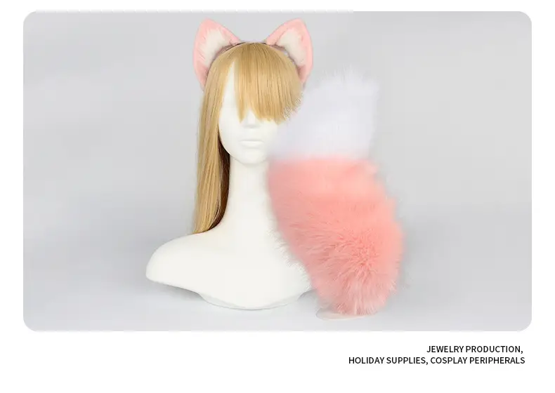Pink Fox Tail Hairpin with Cat Ears & Fur Arm Accessories — feature 7
